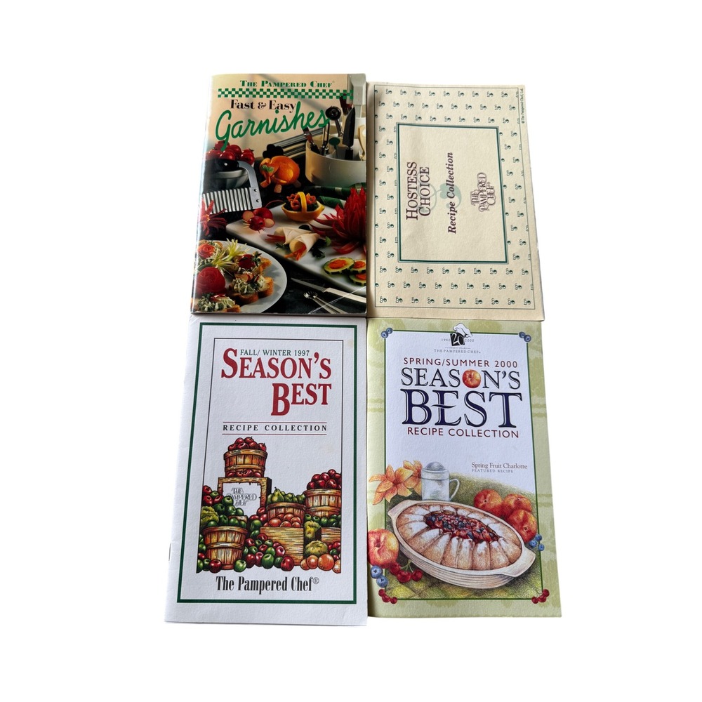 Pampered Chef Vintage Recipe Booklet Lot Season's Best Garnishes 4 Books 90s 00s